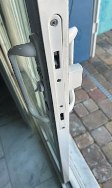 Sliding door lock and handle hardware inspection