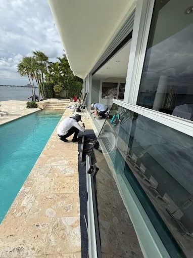 WeFix technicians completing a sliding door installation